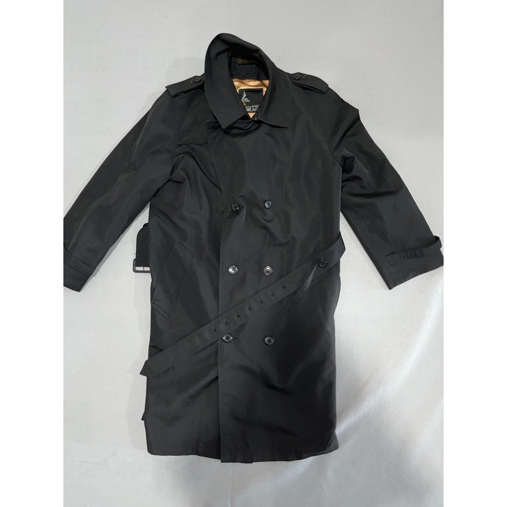 Mariner III Harbor Master Trench Coat Mens 42 Black Lined Double Breasted Belted